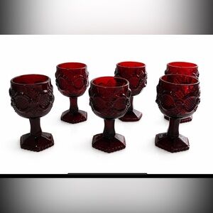 Vintage Avon 1876 Cape Cod Ruby Red Claret Wine Glasses 4.5” Set Of 6